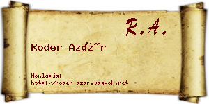 Roder Azár névjegykártya